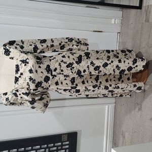 NEW Floral Print Lantern Long Sleeve Square Neck Coquette Dress Size Medium